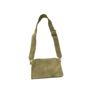 ASOS Suede Leather Green Crossbody Shoulder Bag Minimalist Boho Small